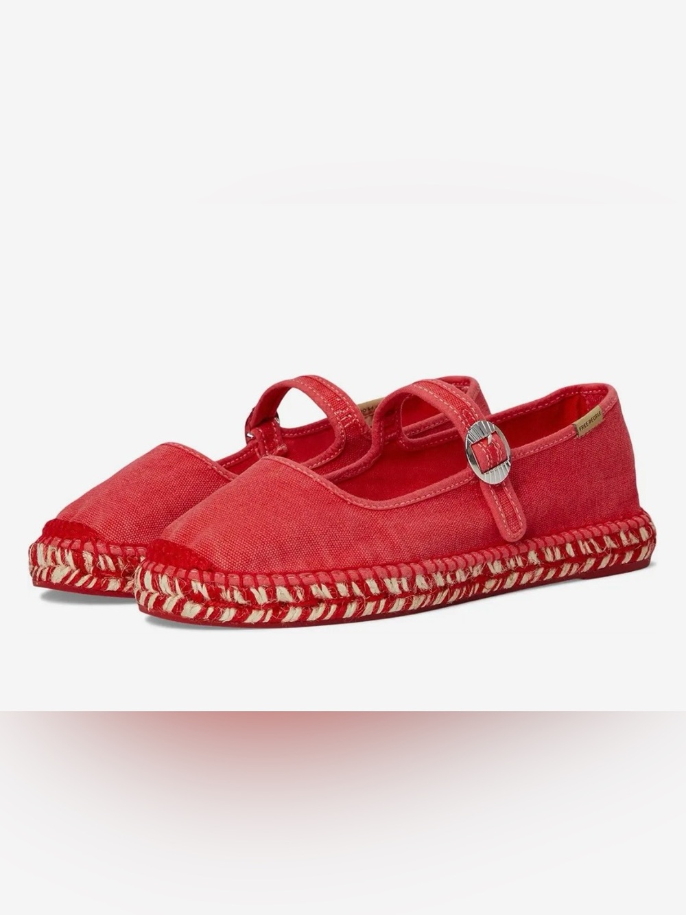 Free People Red Canvas Mary Jane Espadrilles